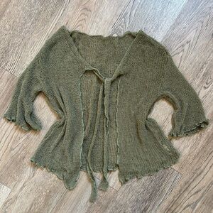 Olive Green Fine Knit Sheer Cardigan